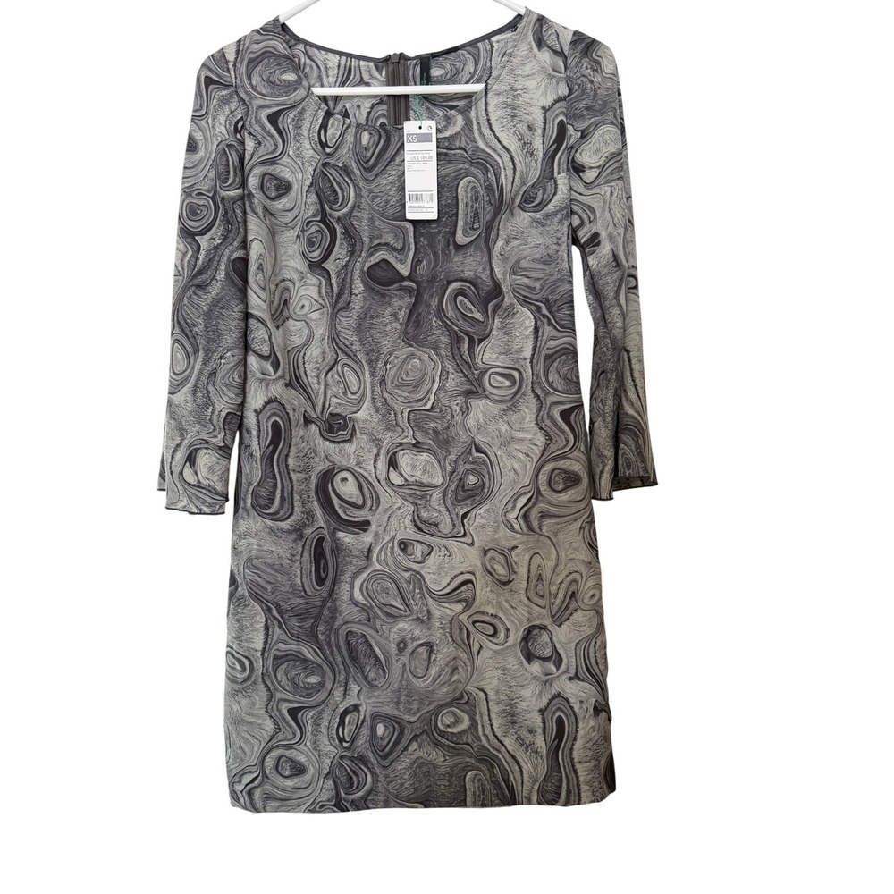 Stile Benetton Abstract Marble Mini Dress Womens XS Gray Made in Italy NWT